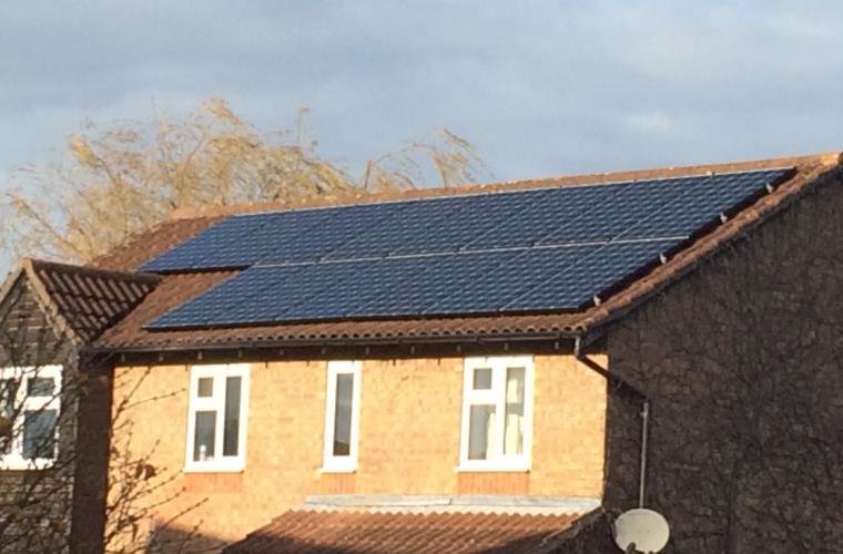 Solar array built around the roof's features